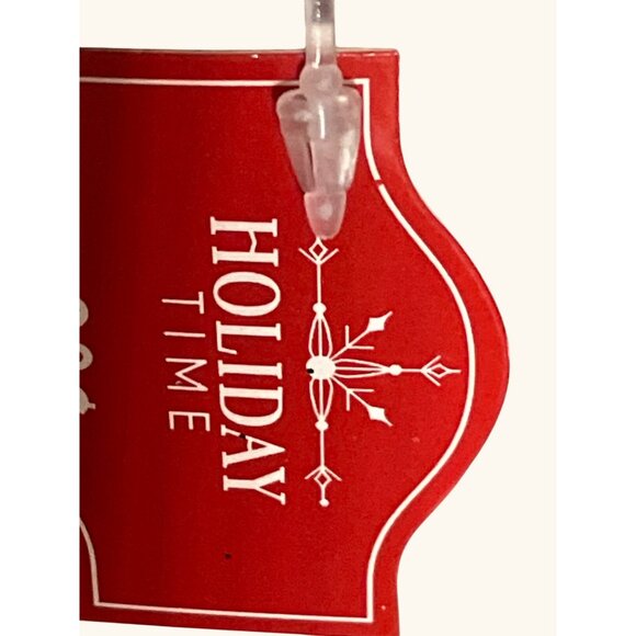 Holiday Time Glitter Elf Christmas Ornaments Set Of 2 Red & Green - Picture 2 of 9